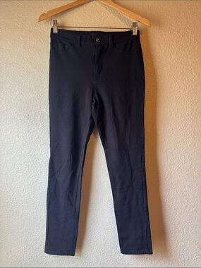 Signature Studio Black Stretch Slim Pants Mid-Rise Fit